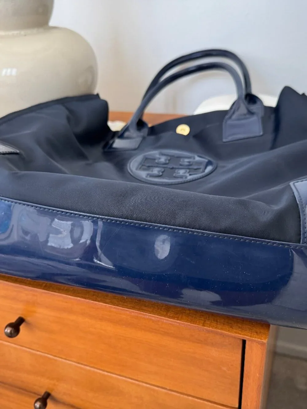 Tory Burch Ella Large Nylon Tote French Navy Work Travel Bag